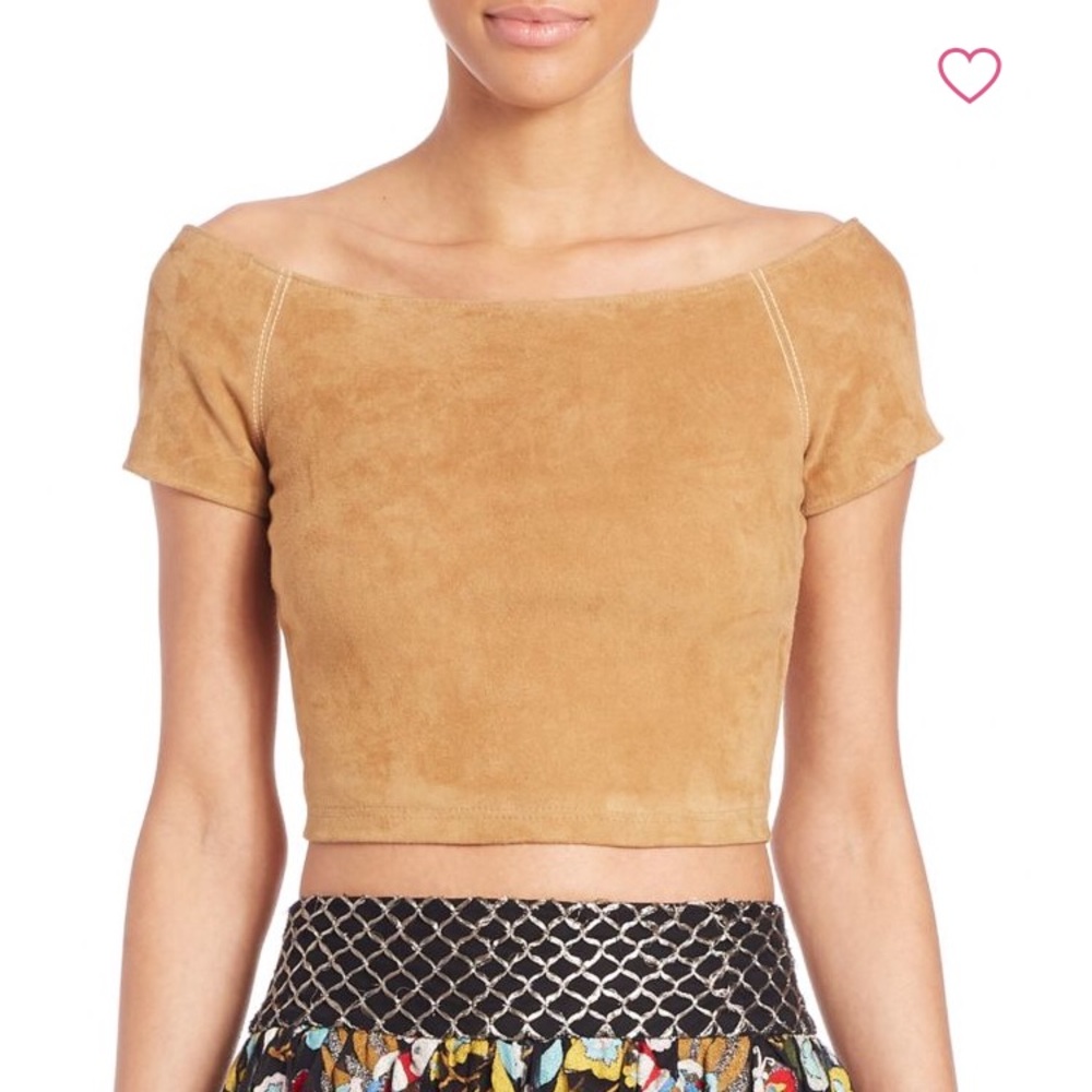 NWT Alice + Olivia Gracelyn Suede Crop Top